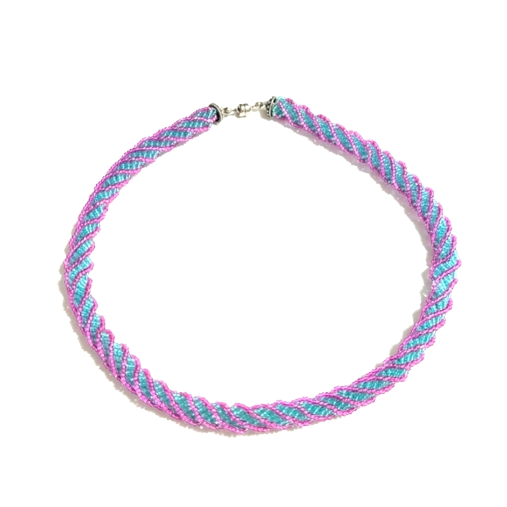 Vintage | Handmade | Colorful | Twisted Beaded Necklace | Choker | Statement|Y2K